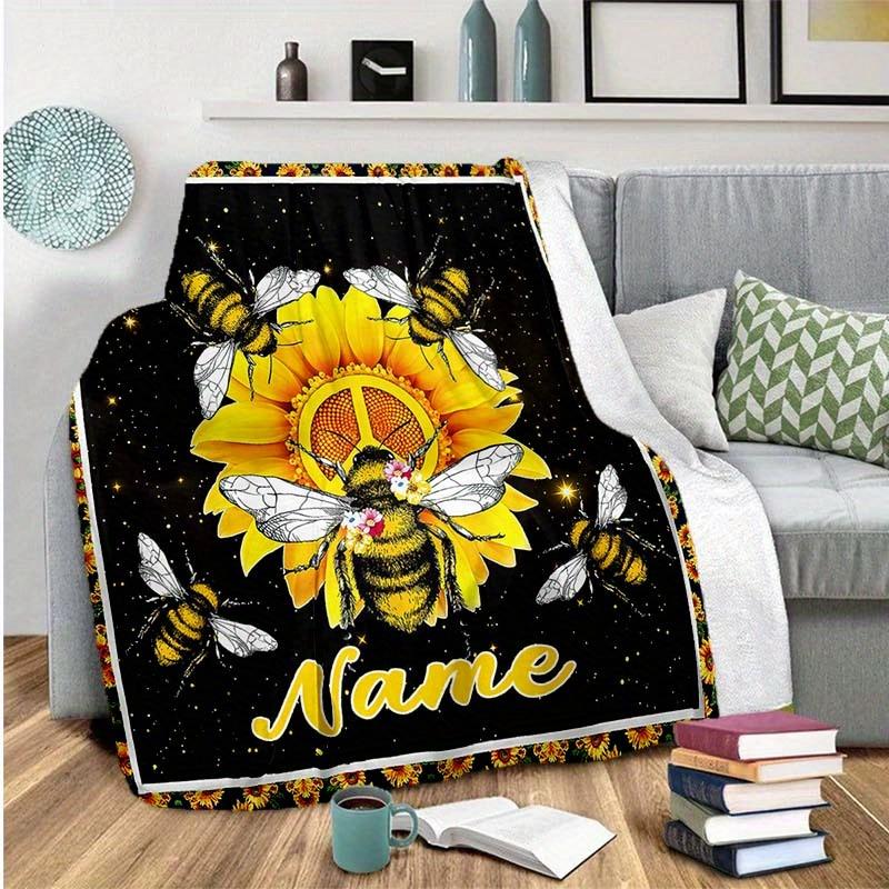 The Moon And The Bee Customize Your Name Blanket Used For Chair Office Sofa Bed Camping Soft And Warm Giving Friends And Relatives Birthday Graduation