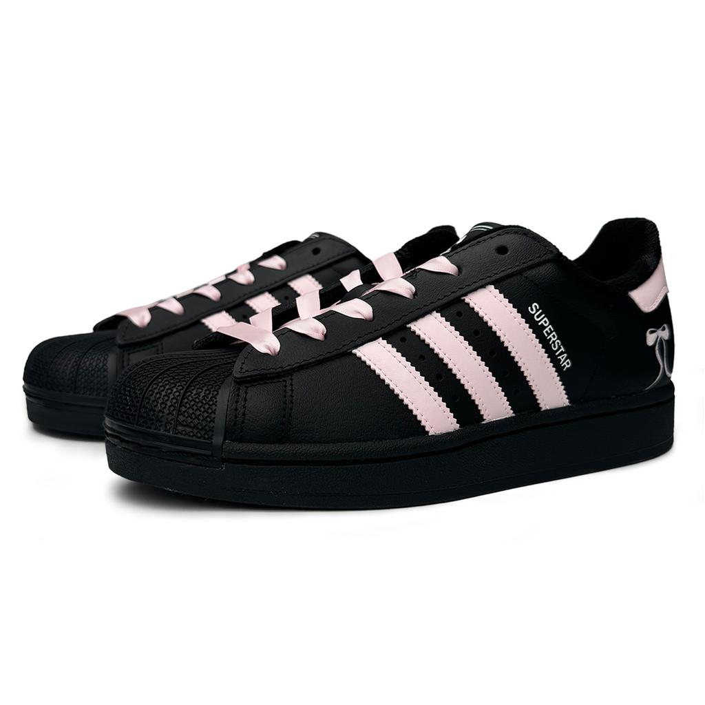 adidas Originals Superstar 2 Pink Bowknot Abrasion Resistant Low Top Skateboard Shoes Unisex Black Pink JI0079(Team865-SBOX)