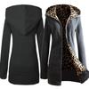 European American Plus Size Leopard Print Fleece-Lined Hooded Sweatshirt for Women, Winter Outerwear, Style 9101