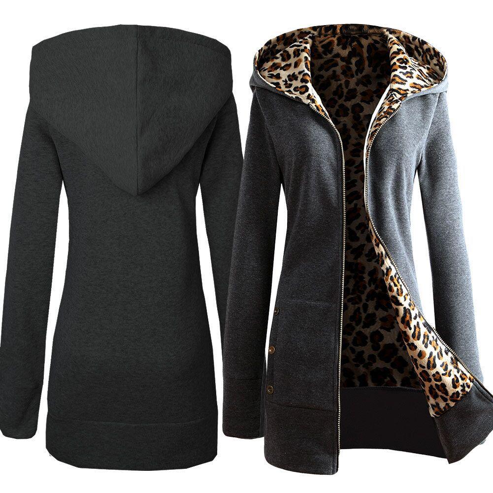 European American Plus Size Leopard Print Fleece-Lined Hooded Sweatshirt for Women, Winter Outerwear, Style 9101
