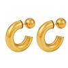 Qiong Yao 18K Gold-Plated C-Shaped Steel Bead Earrings for Women – Autumn/Winter Fashion Accessories