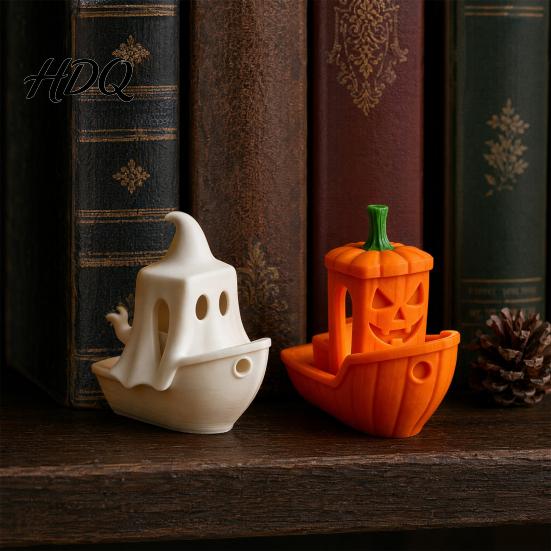 Long-lasting Ghost Figure 3D Printed Ghost/Pumpkin Boat Figurine Creative Ornament Mini Pumpkin Ornament Desktop Decoration Fun Gift for