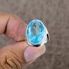 Blue Topaz Genstone Handmade 925 Sterling Silver Jewelry Ring Size 6 KKG-512