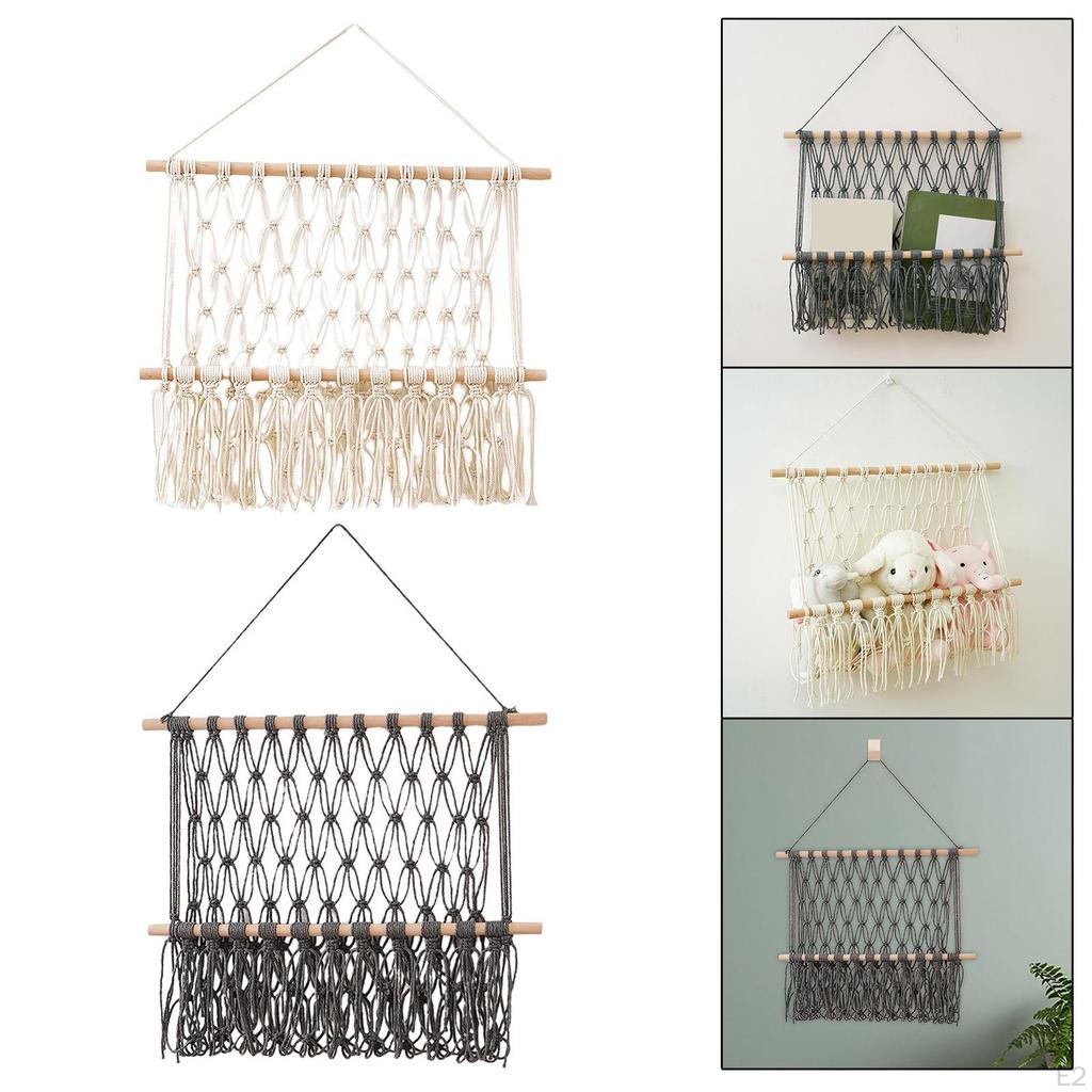 Boho Makramee Wandorganizer Buchstaben Buch Bauernhaus Dekor Quaste Hängend für Kinderzimmer