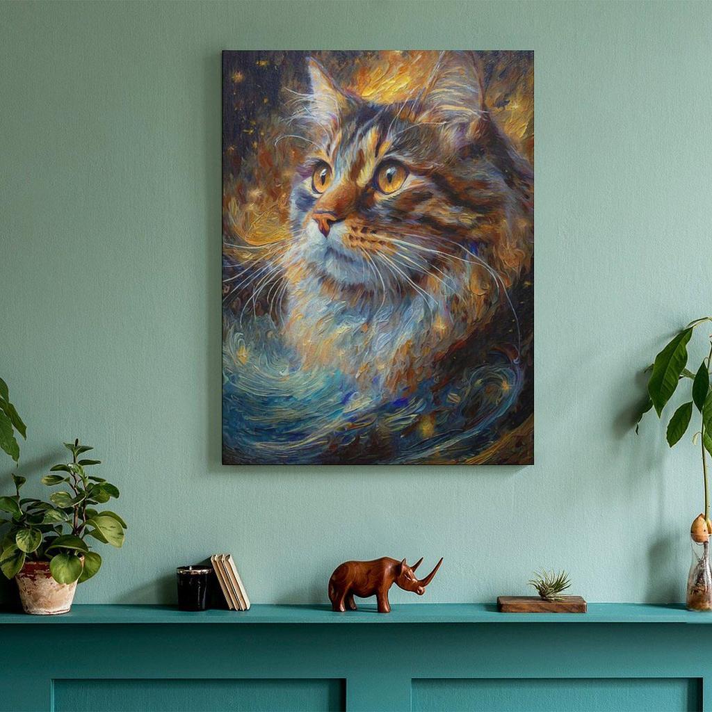 Wish Trendy Cat Animal Canvas Art - Frameless Home Decor for Entryway, Bedroom, or Living Room