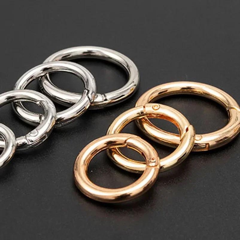 10/50 Stück Metall O-Ringe Federkarabiner für DIY Schmuck Offene Runde Karabiner Schlüsselanhänger Taschenclips Haken Hundeleinen Schnallen Verbinder