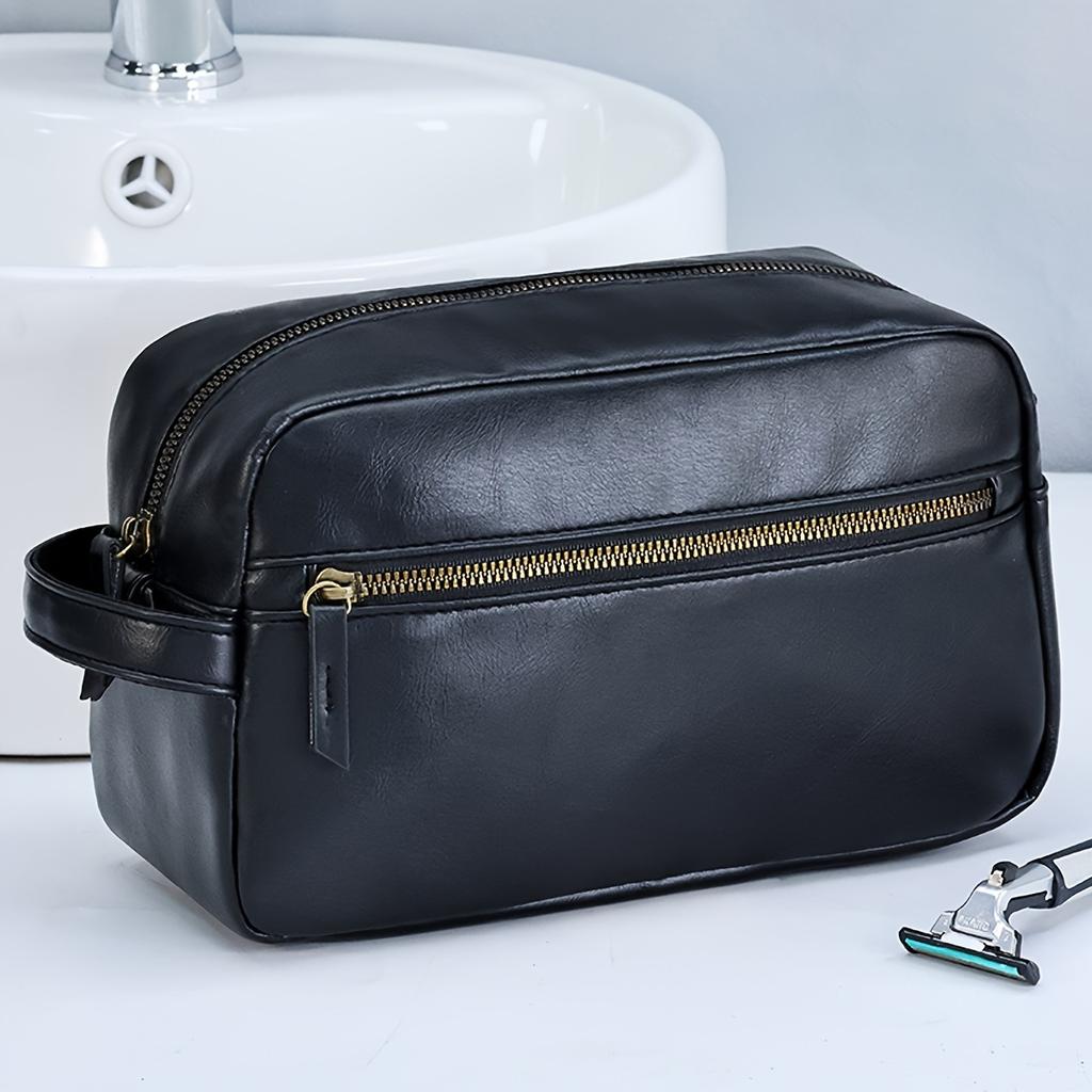 Men Business Travel Wash Toiletry Bag Waterproof PU Leather Bathroom Shaving Tools Organizer Bag Makeup Pouch Women Cosmetic Bag