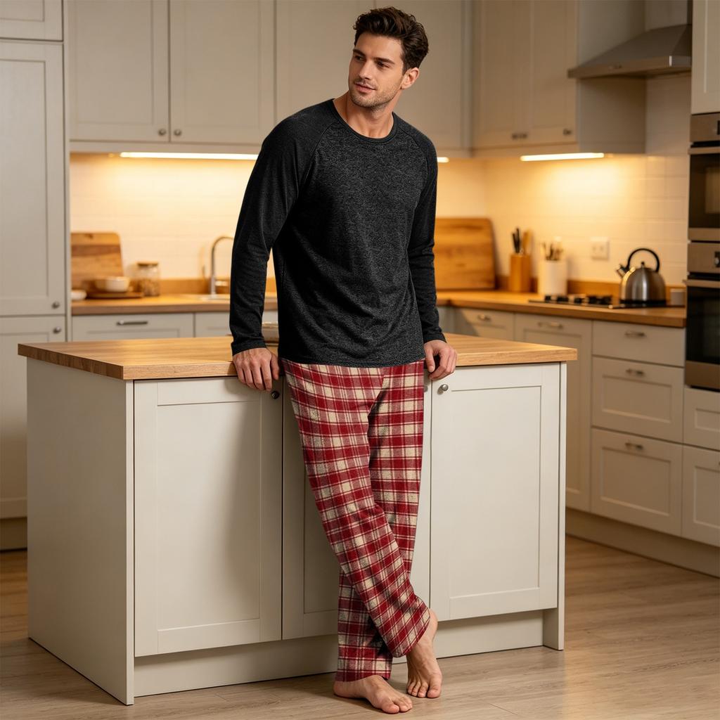 Men's Long Sleeve Pajama Set for Sleep and - Comfortable Nightwear for Relaxation