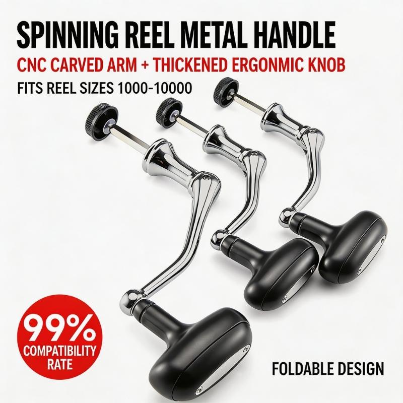Fishing Spare Handle Arm with Metal Build and Black Power Knob for Maintenance Checks and Hardware Service Use