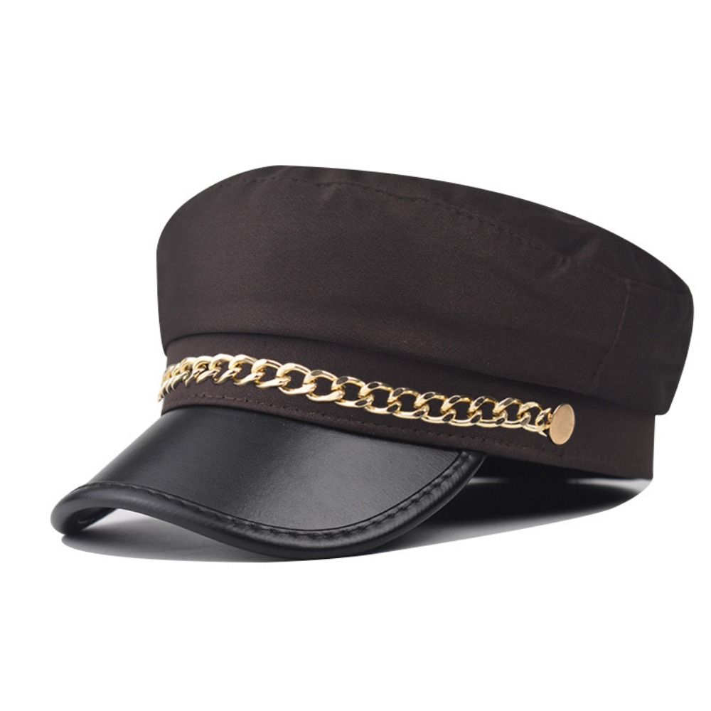Korte Rand Baret Hoed PU Leer Vizierpet Retro Platte Top Pet Voor Vrouwen