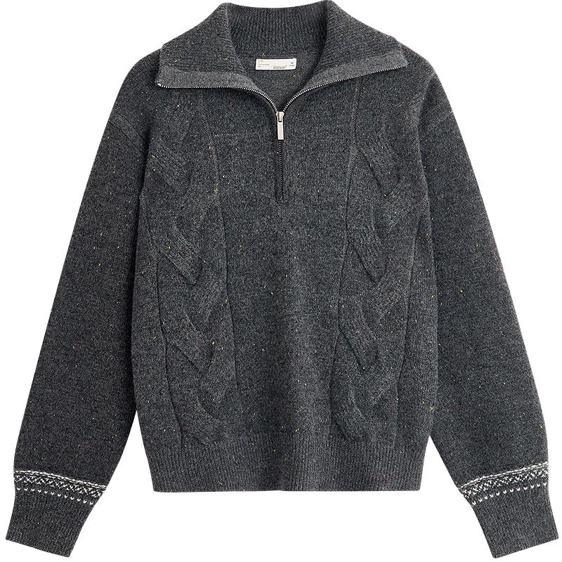 

Женский трикотажный свитер INMAN из смесового шелка тутового дерева с полузастежкой-молнией S