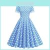 Vestito Vintage a Pois in Tessuto di Cotone per Occasioni Casual Eleganti di Primavera