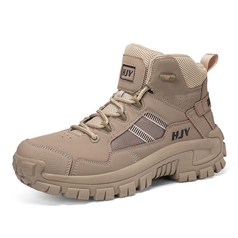 Casual Sneakers Men Lace-up High-top Comfortable Wear-resistant Breathable Hiking Shoes Men Shock-absorbing Outdoor Sports Shoes