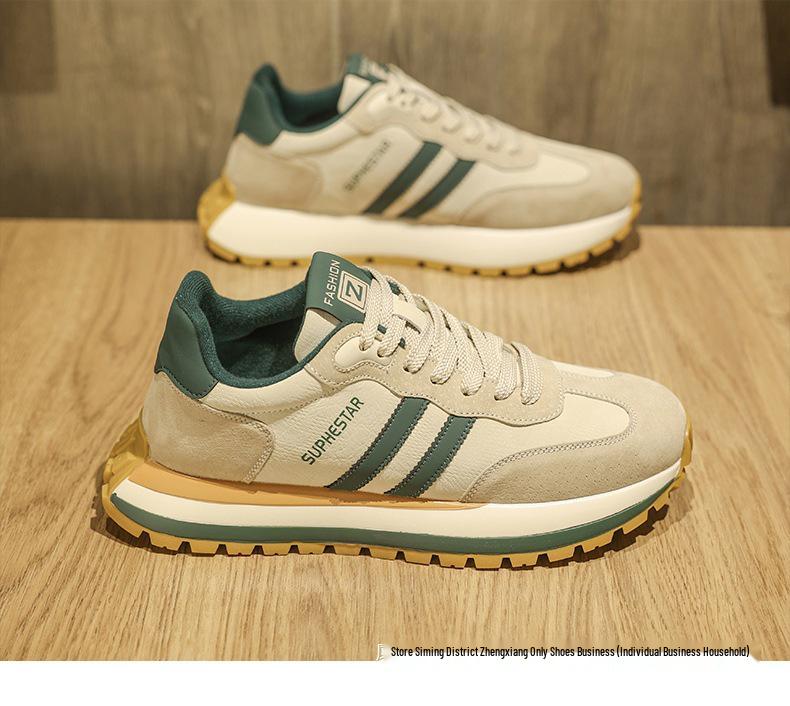 Putian Men's Thick-Soled Leather Sneakers - Trendy Autumn Running & Casual Shoes for Teens 
