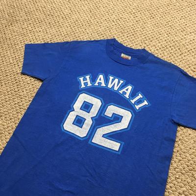 Vintage Hawaii 82 Mens Medium Blue Hanes Beefy-T Made In USA Graphic 80s Unisex T-Shirt