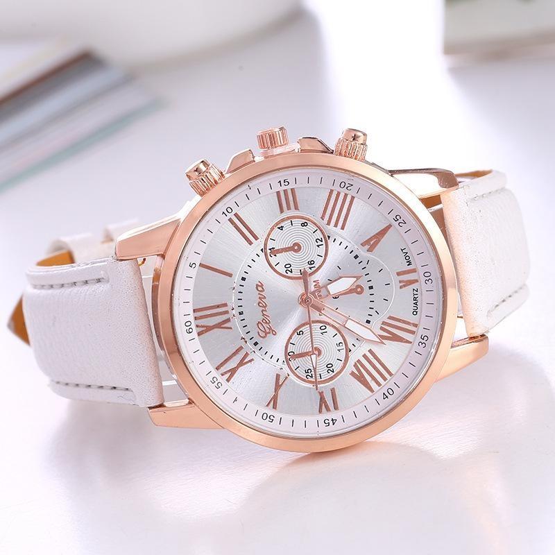 1PC Fashion Watch Belt Ladies Watch Women's Multi-color Belt Rose Gold Quartz Watch