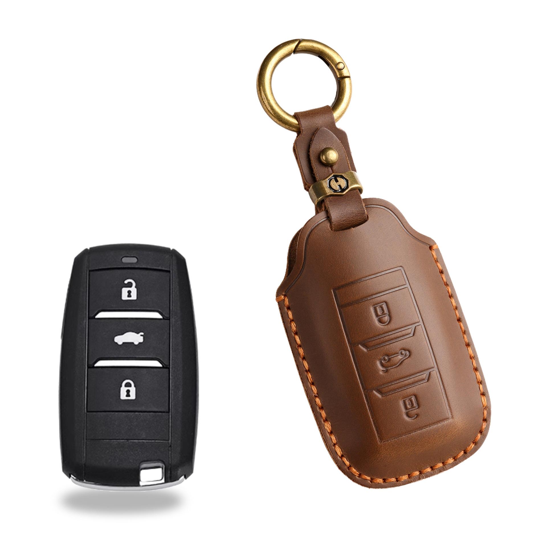 

The retro key cover is suitable for Ruicheng CC old special car key bag, purely handmade leather keycase chain. коричневый