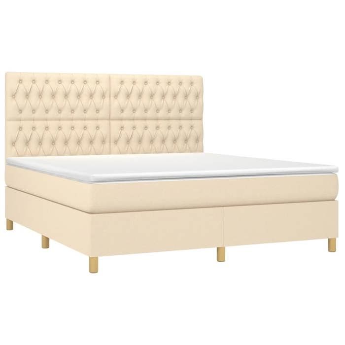 VidaXL Sommier à Lattes de Lit avec Matelas et LED, Lit Rembourré, Lit Double, Lit Adulte de Chambre à Coucher Intérieur, 3135698