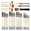New 32Pcs Paint Brush Set For Acrylic Painting Premium Nylon Bristles With Round FilbertFlatFanAngleFine Detail Brush For Artist