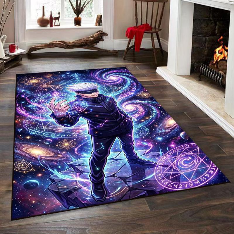 Mystical Character with Cosmic Symbols Non-slip rug suitable for living room and bedroom sofas