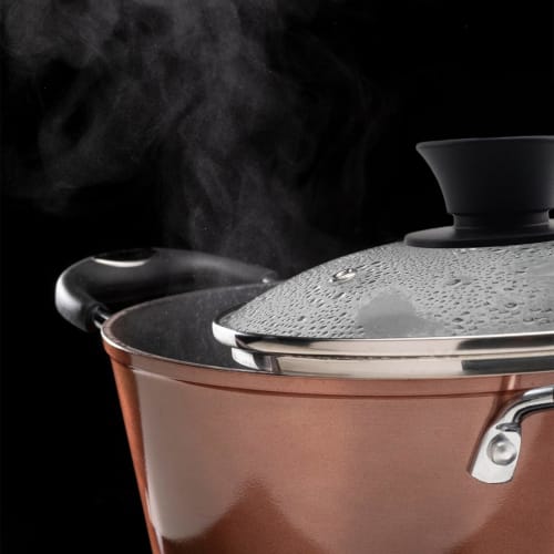 HEVSTIL Universal Lid for Pots, Pans, and Skillets, 6.5-inch/17cm Clear Glass Pot Lid with Heat-Resistant Silicone Handle