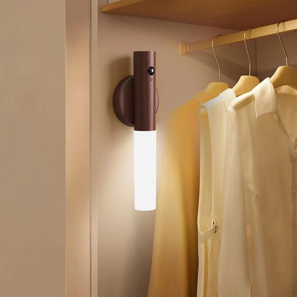 

Креативный интеллектуальный автоматический датчик движения PIR, светодиодный перезаряжаемый магнитный ночник, деревянный настенный светильник, светильник для кухонного шкафа коричневый
