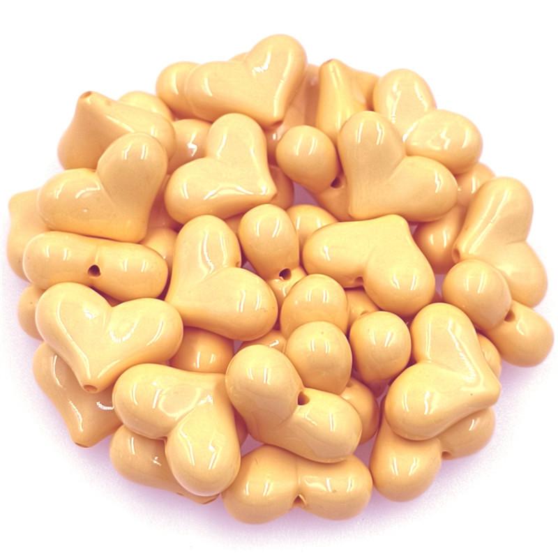 17mm*22mm 5pcs/bag Solid Colored Candy Color Heart-shaped Large Beads For Jewelry Making Handmade Accessories DIY Handmade Material