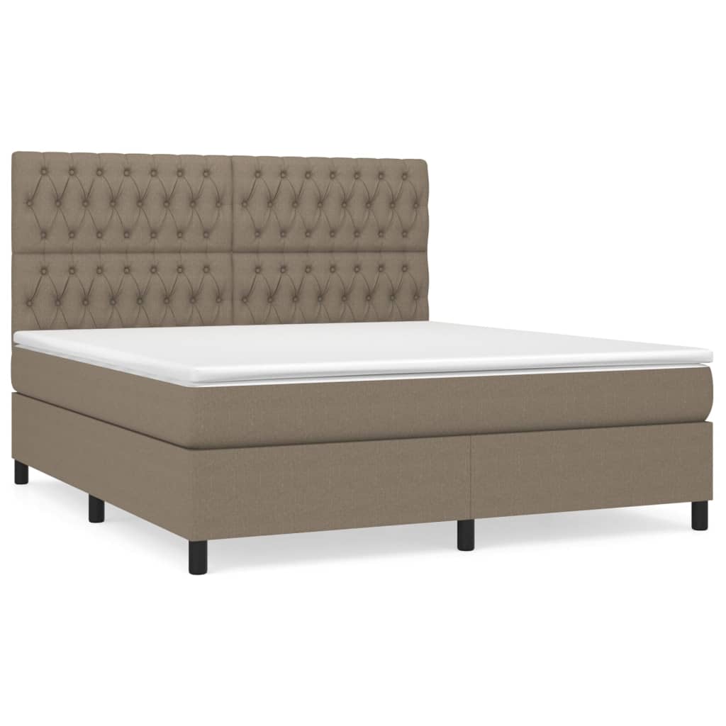 Vidaxl Letto Continentale Con Materasso, Taupe, Tessuto, 180X200 Cm