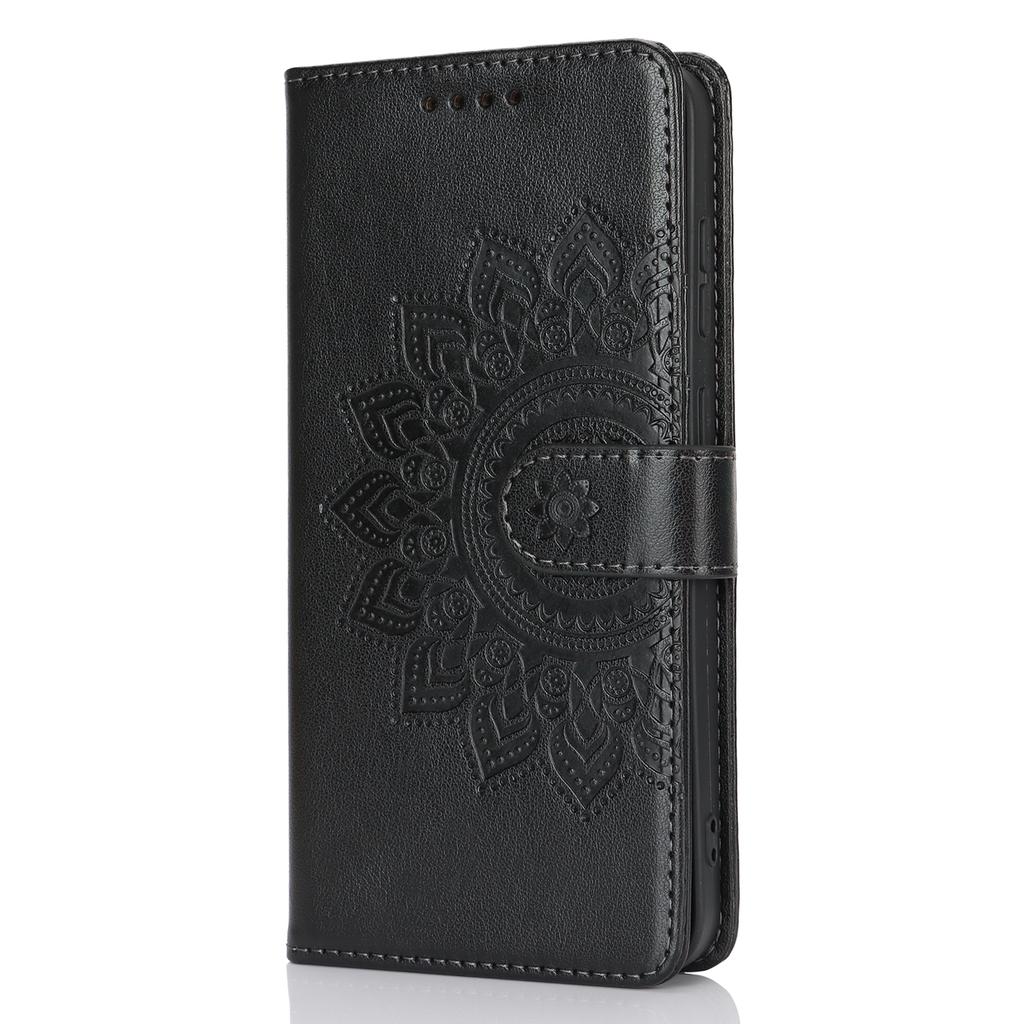 For Samsung Galaxy S24+ Stand Case Textured Leather Wallet Phone Cover with Strap