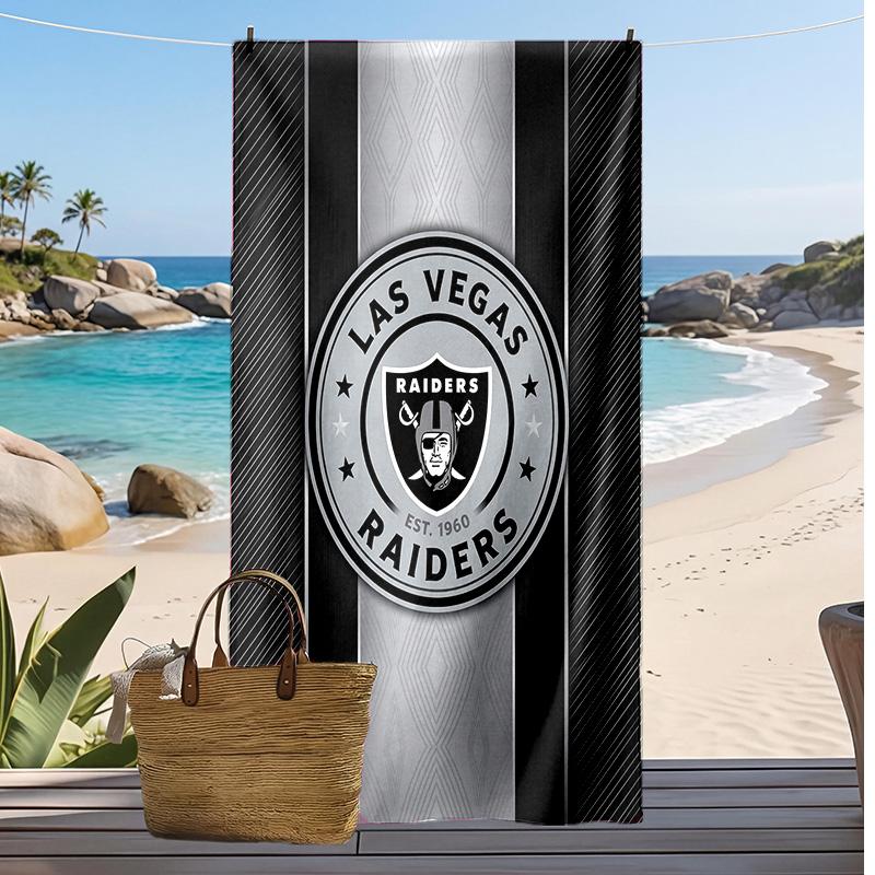Asciugamano da Spiaggia Stampa Las Vegas Raiders Morbido Portatile Asciugatura Rapida?Asciugamano Asciutto Per Piscina Vacanza Estiva Sport all'Aperto