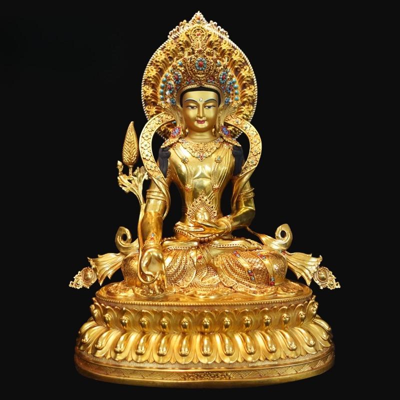 Nepal Tibet Craft Handmade Pure Copper Ksitigarbha Statue Tibetan Tantric Buddhism Decor