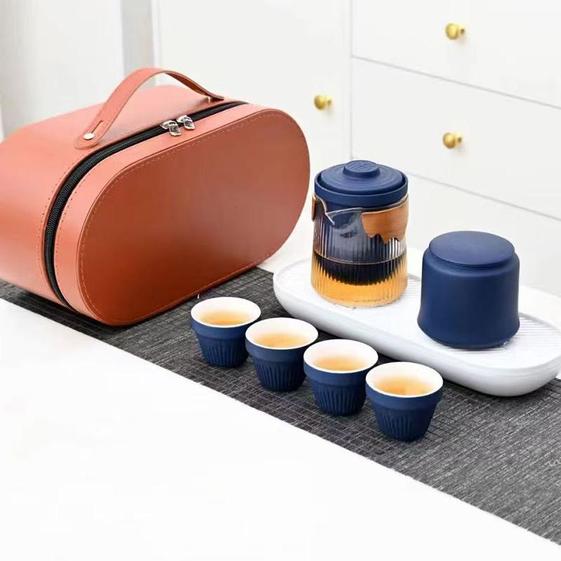 Business Gifts Travel Tea Set Kuaike Cup One Pot Three Cups Portable Cover Bowl Small Set Outdoor Kung Fu Tea Set
