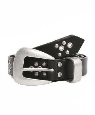 DOFFJASON Studded Eyelet Western Hard Leather Belt