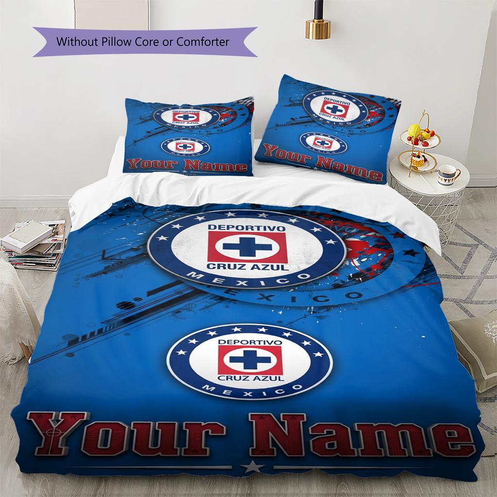 Name Custom Cruz Azul Pattern Bedding Set Quilt Cover Pillowcase Home Decor Gift (1 * duvet cover + 2 * pillowcase, without core)