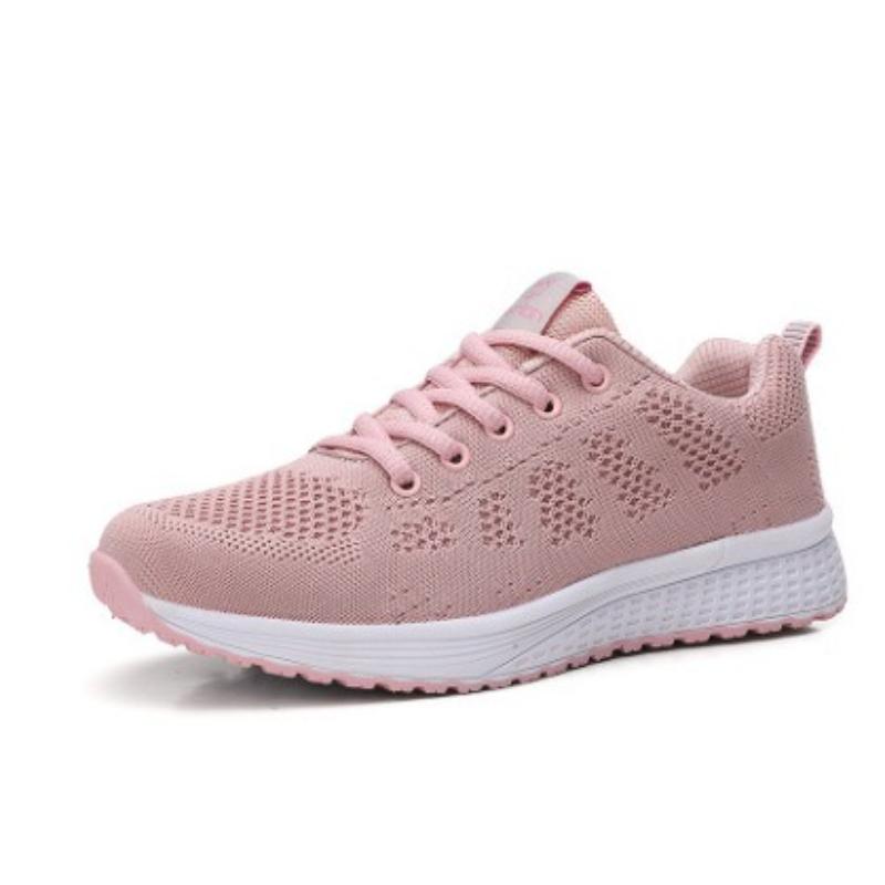 Women Light Running Sports Shoes Fashion Knitted Mesh Casual Sneakers Leisure Walking Shoes Non-slip Flats