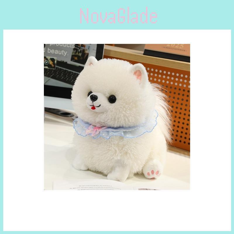 Cute Lace Scarf Pomeranian Plush Doll Children Companion Toy For Childrens Gift And Sleep Companion