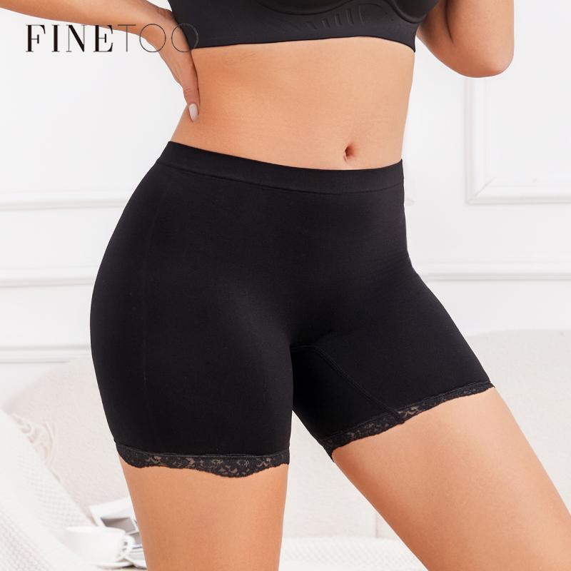 FINETOO Women's Lace High Waist Boyshorts Underwear Sexy Seamless Breathable Panties Girls Stretchy Belt Soft Short Lingerie