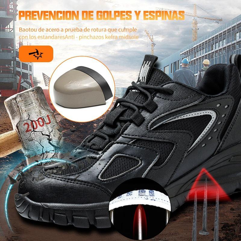 Labor insurance shoes, non-slip, non-smashing and anti-piercing summer safety shoes, flying woven cowhide breathable men's shoes