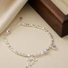 Korean Pearl Bow Heart Bracelet - Irregular Silver Design
