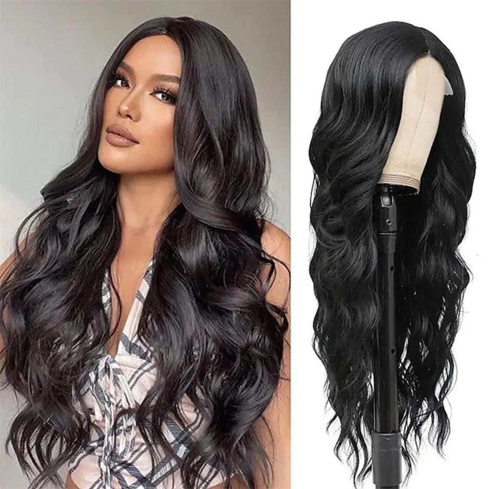 

Синтетический 70 см Европейский и американский стиль Женские длинные кудрявые волосы Крупные волны Синтетический парик Полная шапочка Головной убор зелёный