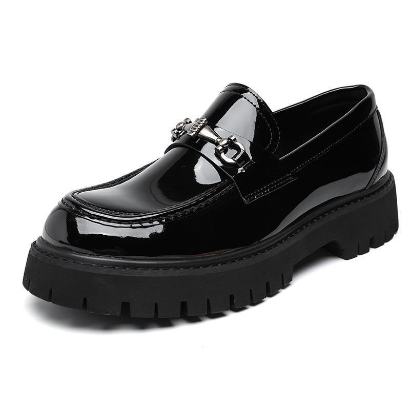 Men's Cross-Border Thick-Soled Leather Loafers - Big Toe Slip-On, Plus Size, Fashion Platform Shoes