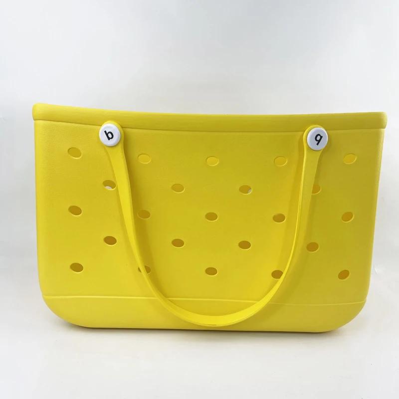 Durable Waterproof Beach Bag Storage Baskets Summer Rubber Tote Solid Color Jelly Beach Bags Sundries Organizer