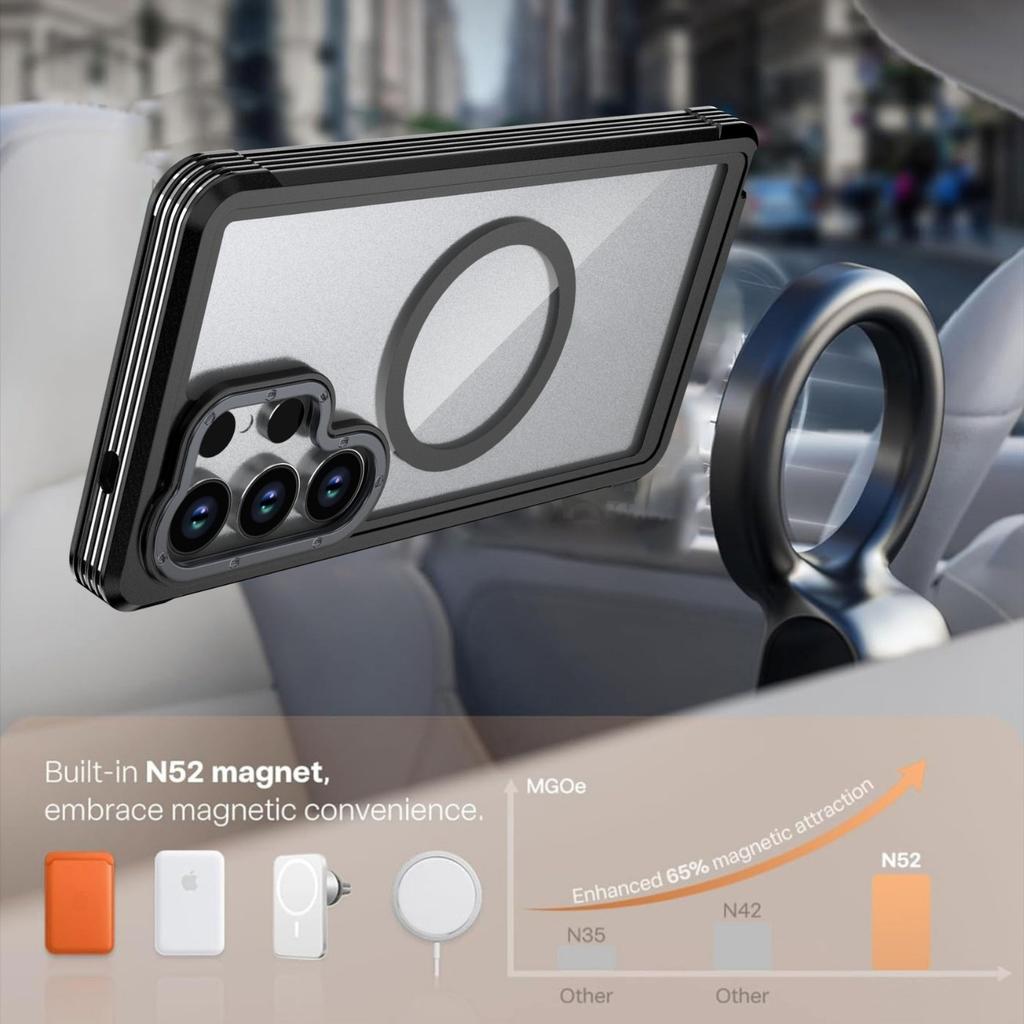 Three Anti-magnetic Mobile Phone Case for Samsung S26Ultra Bracket Protective Case A37 Anti-drop S25 All-inclusive 24