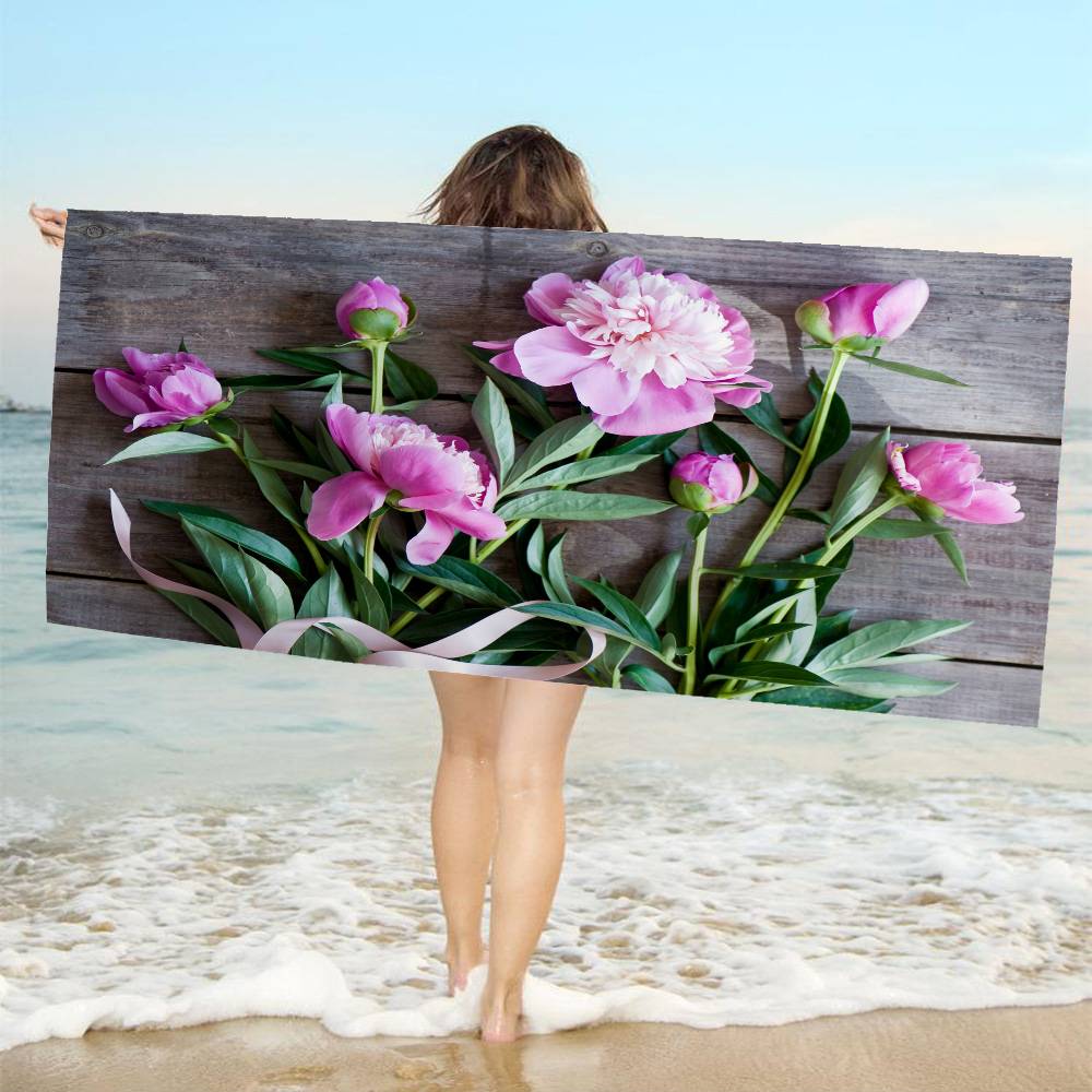 Fiori di Peonia Petalo Soffice Grandi Asciugamani da Spiaggia in Microfibra Asciugatura Rapida Asciugamano Asciugamani da Spiaggia Sabbia Asciugamano per Piscina per Viaggio Costume da Bagno Piscina Yoga