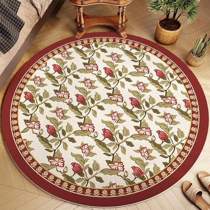 

Round Living Room Carpet American Retro Carpets for Bedroom Rug Bedside Floor Mat Modern Creative Minimalist Home Decor Rugs Diameter 80cm