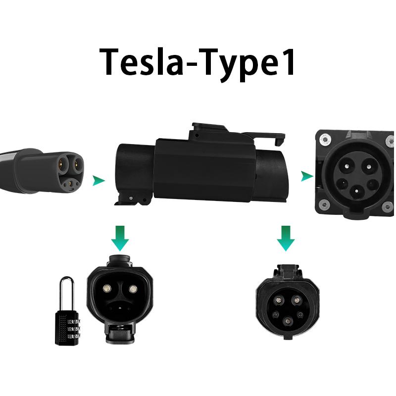 EVqiaoyi NACS zu Typ1 EV-Adapter 50A 11KW von Tesla-Säule zu Typ1-EVs EV-Schnellladekonverter für US-Standardautos