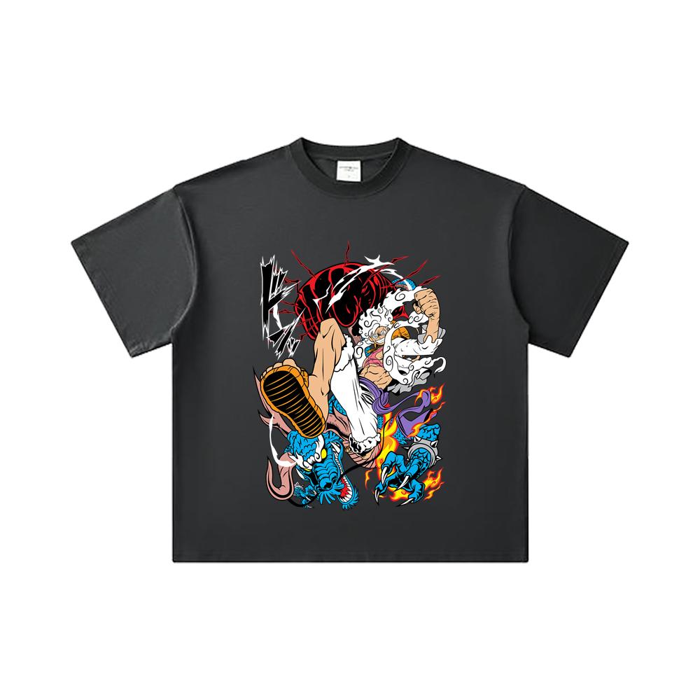 260 GSM Double Yarn 32 Count 100% Cotton One Piece V7 Luffy Kaido Print Unisex Heavy Cotton T Shirt