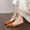 Fashion 2025 Summer Fashion Women Pointed Toe Slipper Nude White Square Low Heels Outsides Ladies Slides Casual Beach Mules Slides Shoes