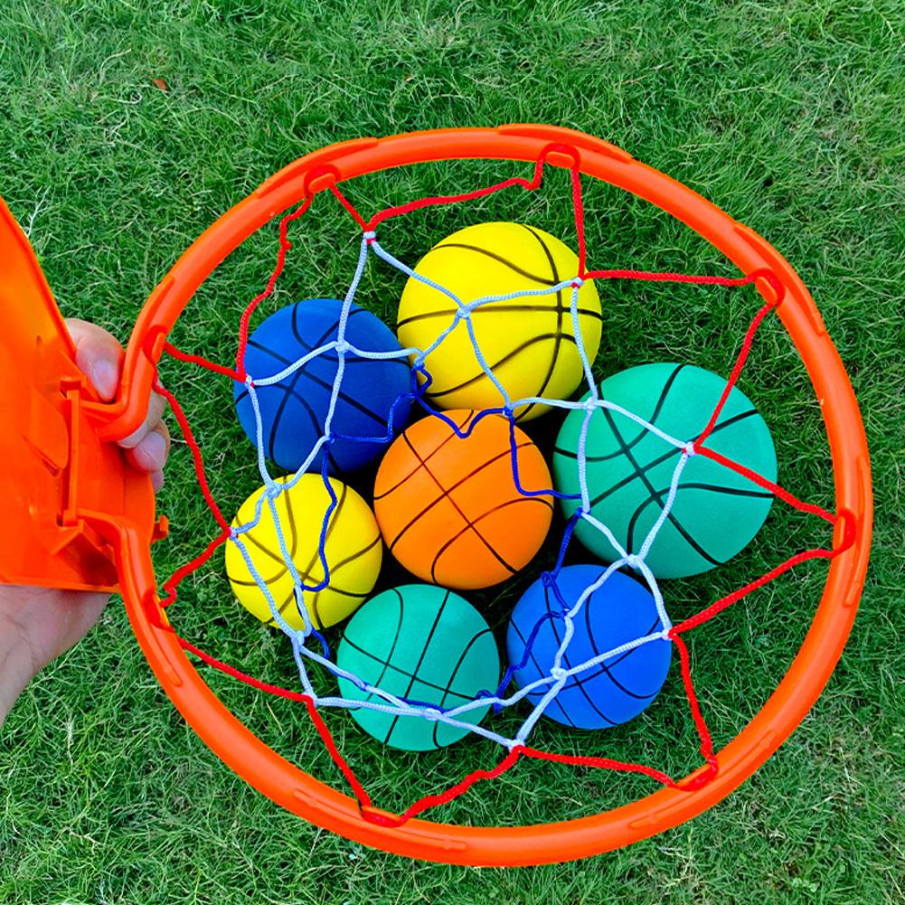 Silent Basketball Foam Size 7/5 Grooved Airless Foam Basketball for Quiet Dribbling Indoor Training Mute Bounce Basketball Ball