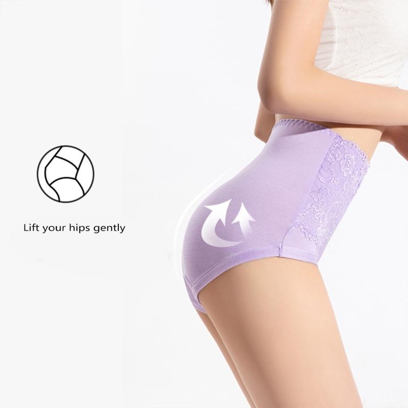 Tummy Controls High Waist Underwear for Women Lace Ladies Briefs Soft Full Coverage Panties Soft Underpants